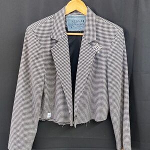 Women's Houndstooth Blazer - Black and White distressed by “Jagged Threads”